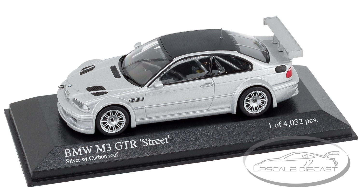Minichamps 1/43 BMW E46 M3 GTR Street Silver w/ Carbon Roof Very RARE Brand New