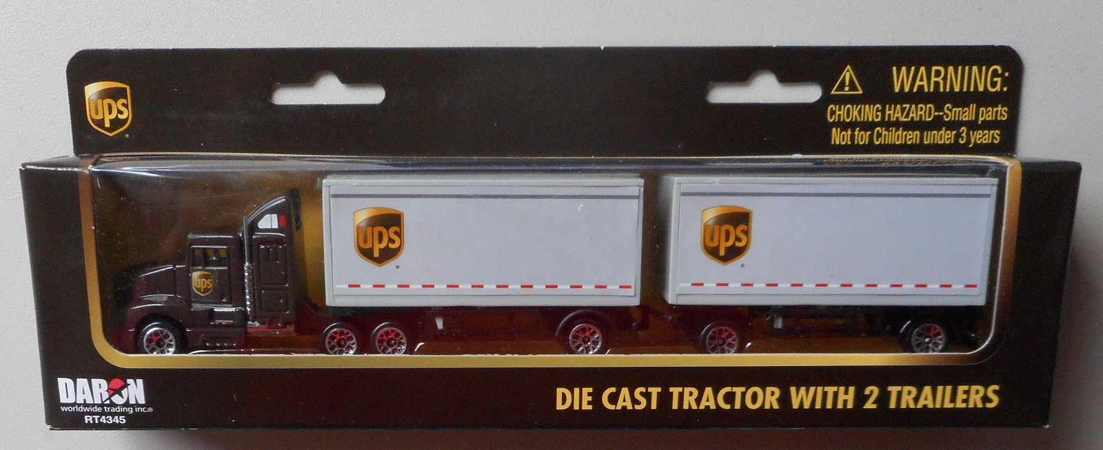 UPS 8″ TRACTOR w DOUBLE TRAILER TRUCK REALTOY DARON TOYS DIECAST 1:87