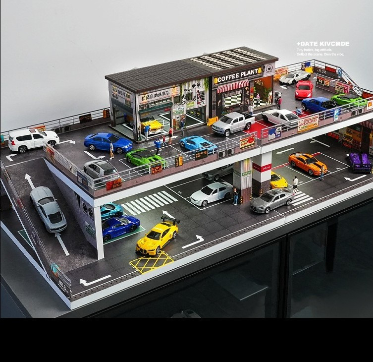 Diorama 1:64 Diorama Multi-Layer Garage LED Lighting Model Car Display Case
