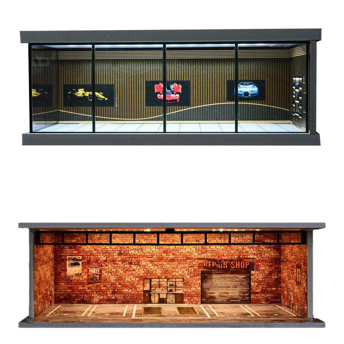 Diorama Diecast 1/64 Scale Garage Model City LED Street Buildings View Display