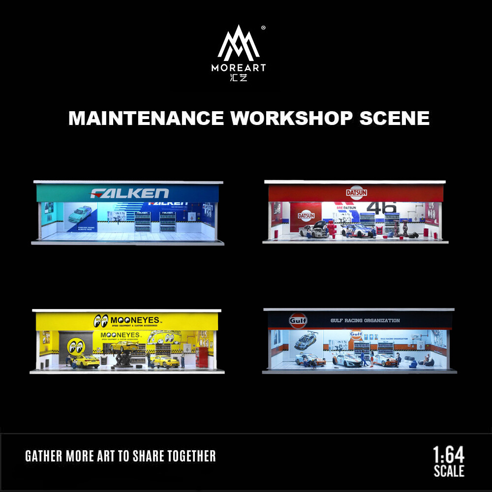 Diorama 1:64 Car Garage Model LED Lighting City Car Showroom Scene Display Model