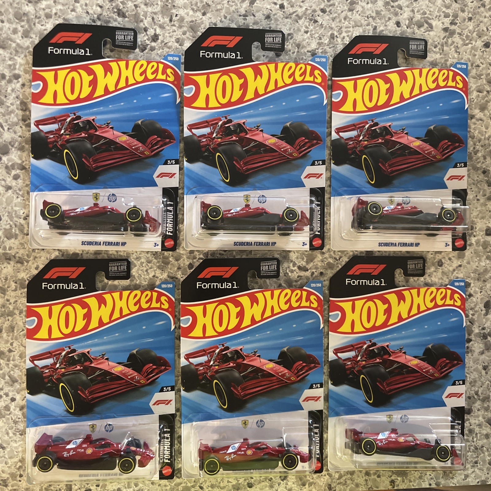 HOT WHEELS TRACK ACES FORMULA 1 RACE CAR SCUDERIA FERRARI HP Lot Of 6