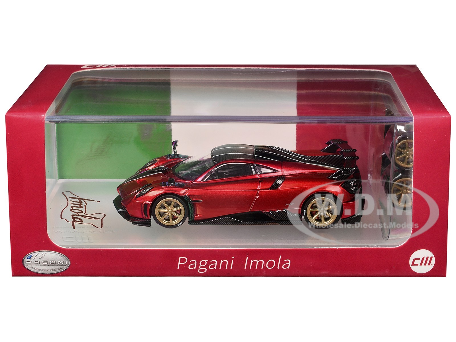 PAGANI IMOLA RED W/EXTRA WHEELS 1/64 DIECAST CAR BY CM MODEL CM64-IMOLA-05