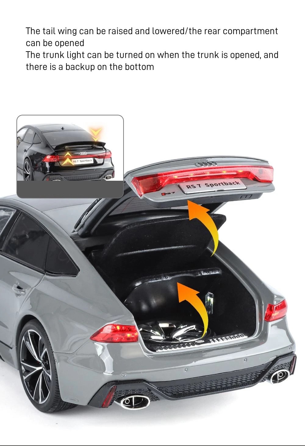 1:18 AUDI RS7 Sportback Key Version Diecast Car Model Sound Light Kid’s Gift