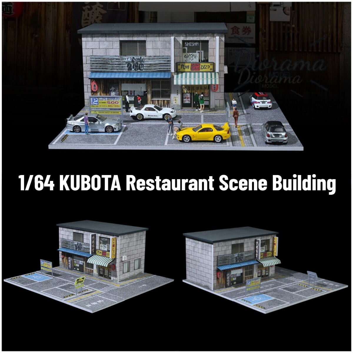 More Art Diorama 1:64 Garage Model LED Japanese Parking Lot Display Case Toy US