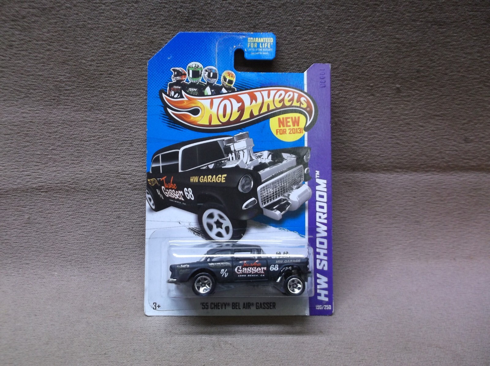 HOT WHEELS 2013 #190 BLACK 1955 CHEVROLET 55 CHEVY BEL AIR GASSER NHRA DRAG RACE