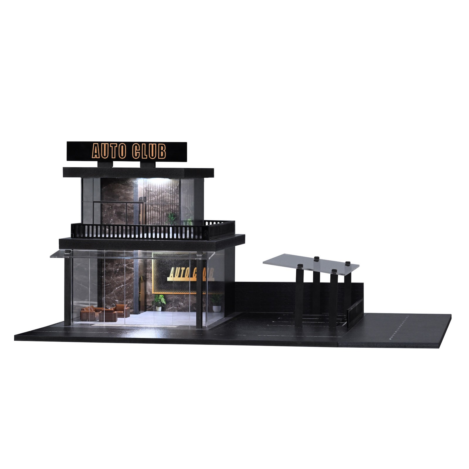 1/64 Diorama 2-Layer Showroom Scene Parking Lot Model LED Light Car Garage Model