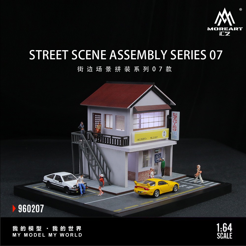 Diorama Diecast 1:64 Garages Building Model LED Display Parking Lot Scene US