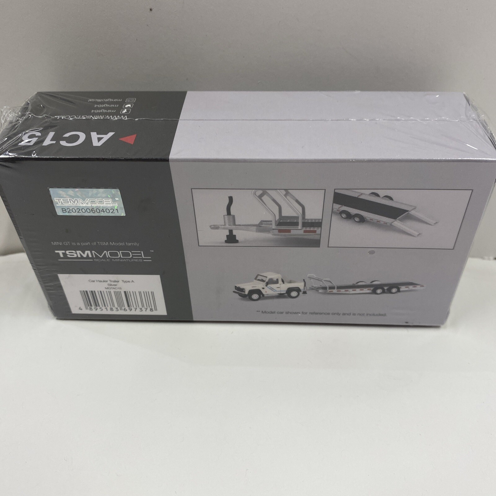 1:64 Mini GT Car Hauler Trailer w/Tire Rack TYPE A Silver No AC15 *SEALED*