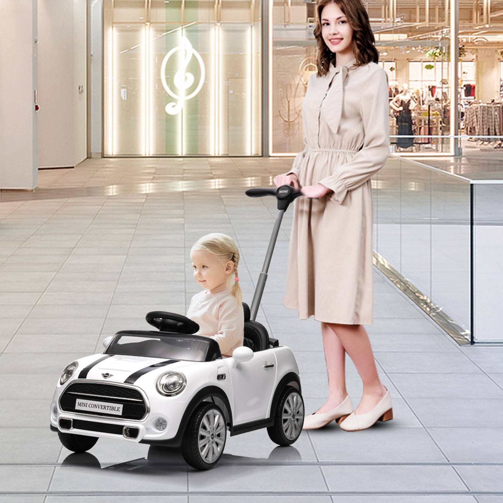 MINI Push Car for Toddlers-Adjustable Push Rod,Horn,Seat Belt for Kids 1-3 Years