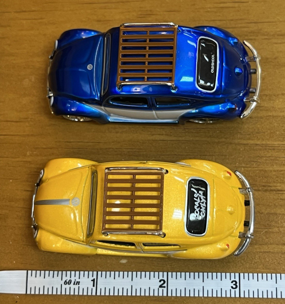 Jada 1:43 Scale? Diecast VW Beetle Cars a Blue and a Yellow 3″
