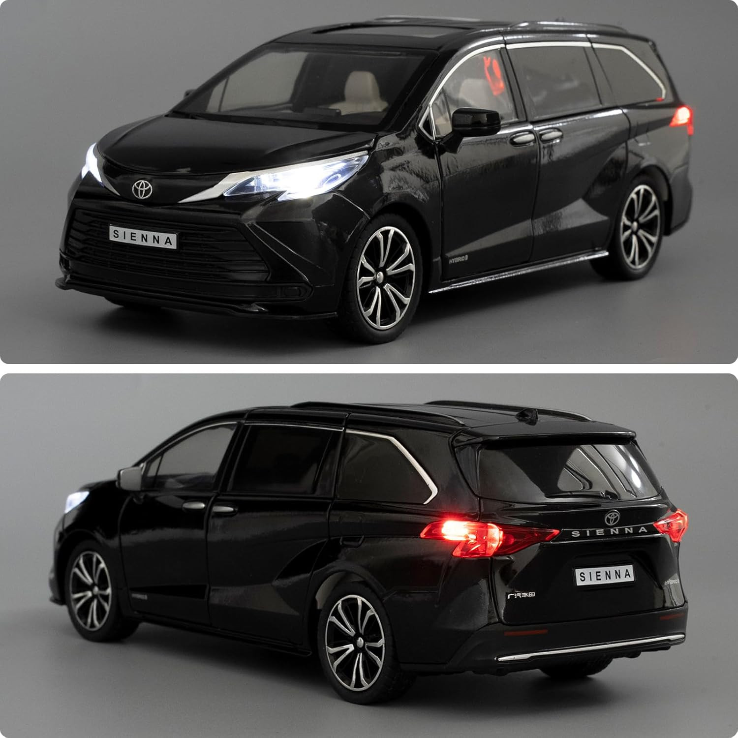 1:24 Compatible for Sienna MPV Car Model, Pull Back Diecast Toy Car with Sounds＆