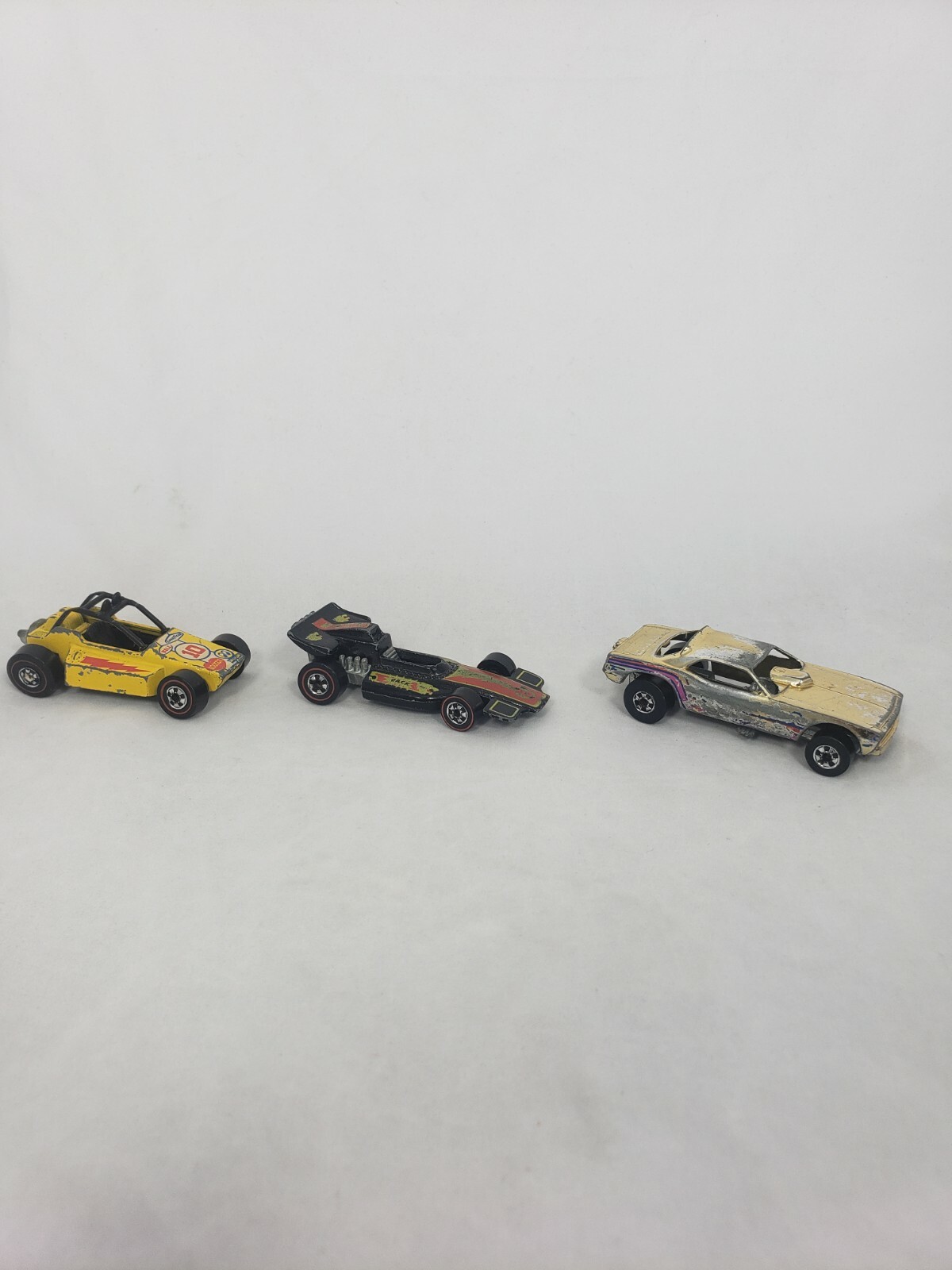 Lot of 3 Vintage Hotwheels. 1969 – 1975 Hemi Hauler, Redline, Rock Buster