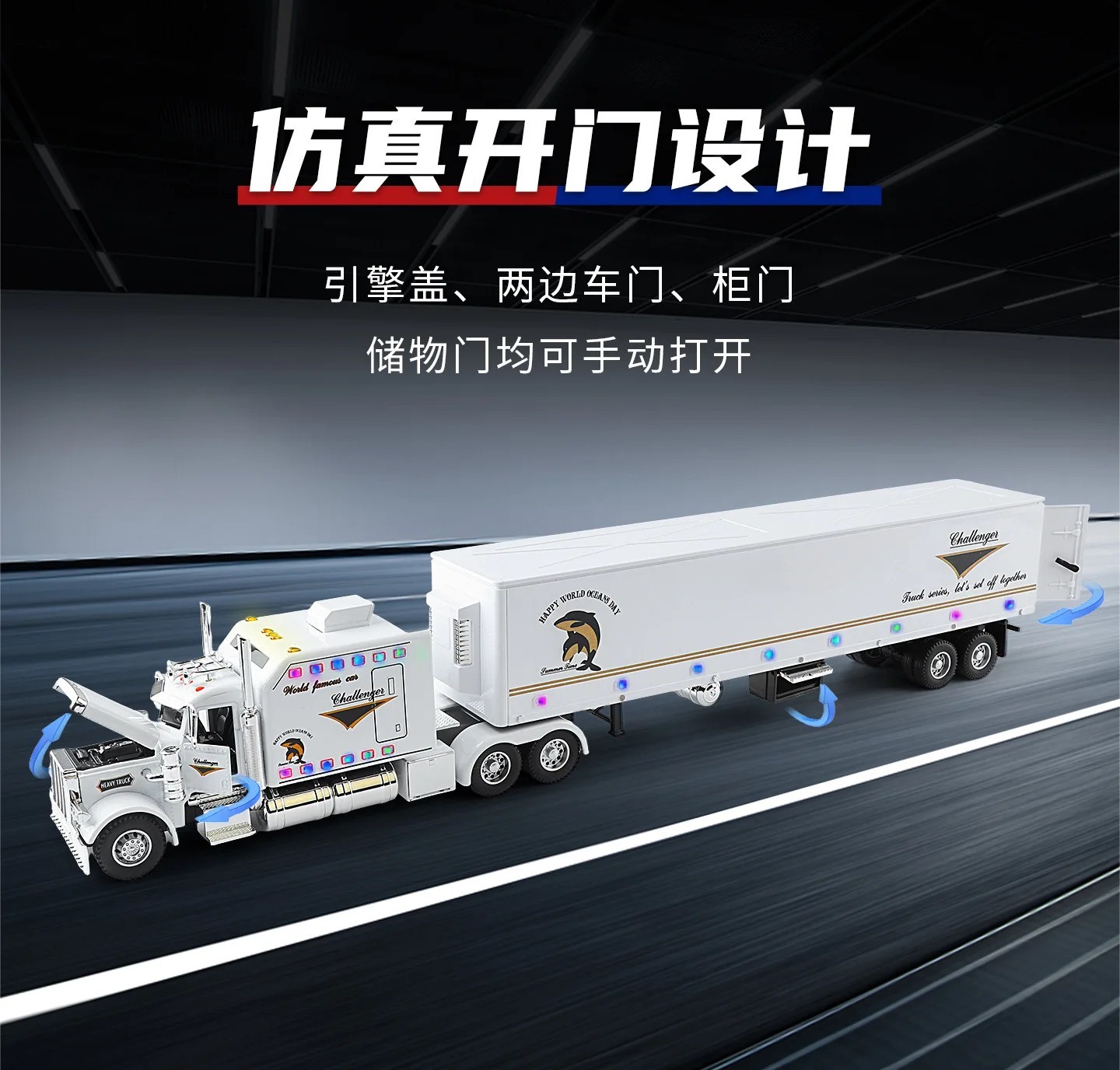 1:24 Diecast Vehicle for Peterbilt Heavy Truck 389 Model Truck Toy Sound Light