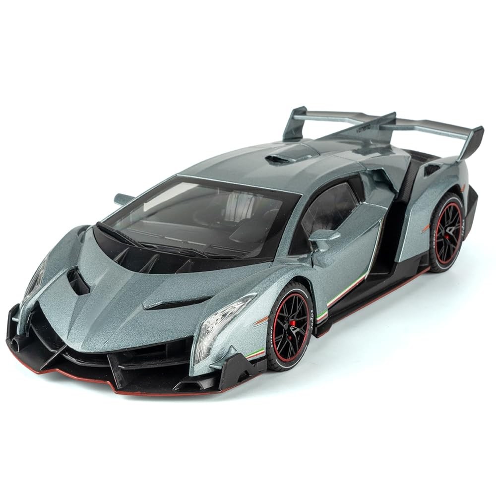Alloy Collectible 1/24 Gray Lambo Veneno Toy Pull Back Vehicles Diecast Cars …