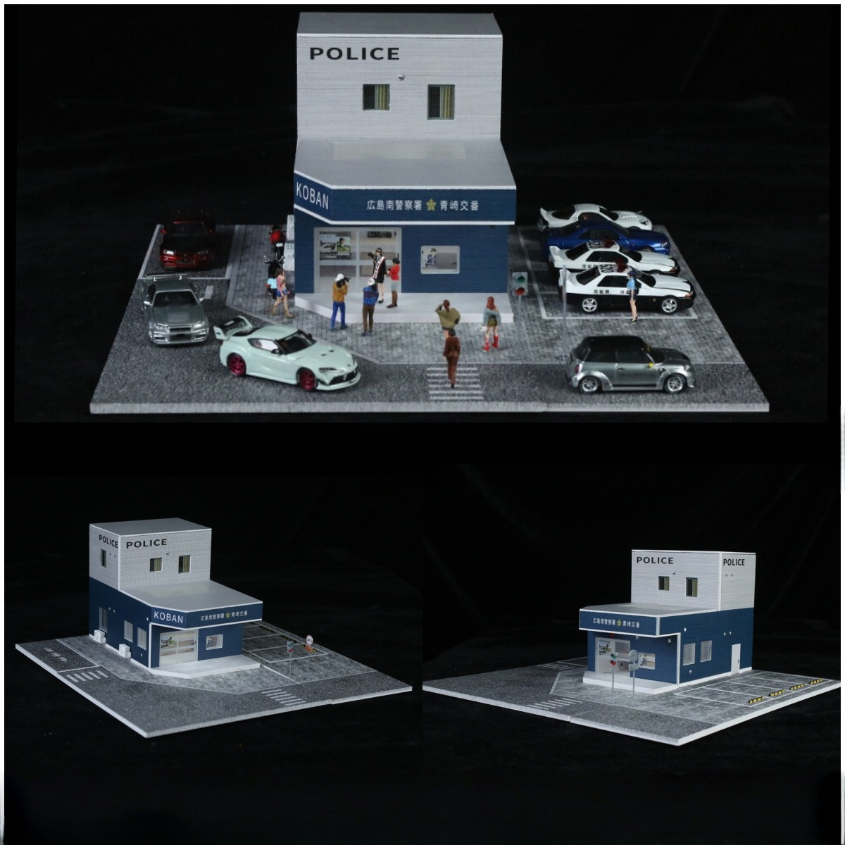 Diorama 1:64 Car Parking Lot Model LED Lighting Police Station Garage SceneModel