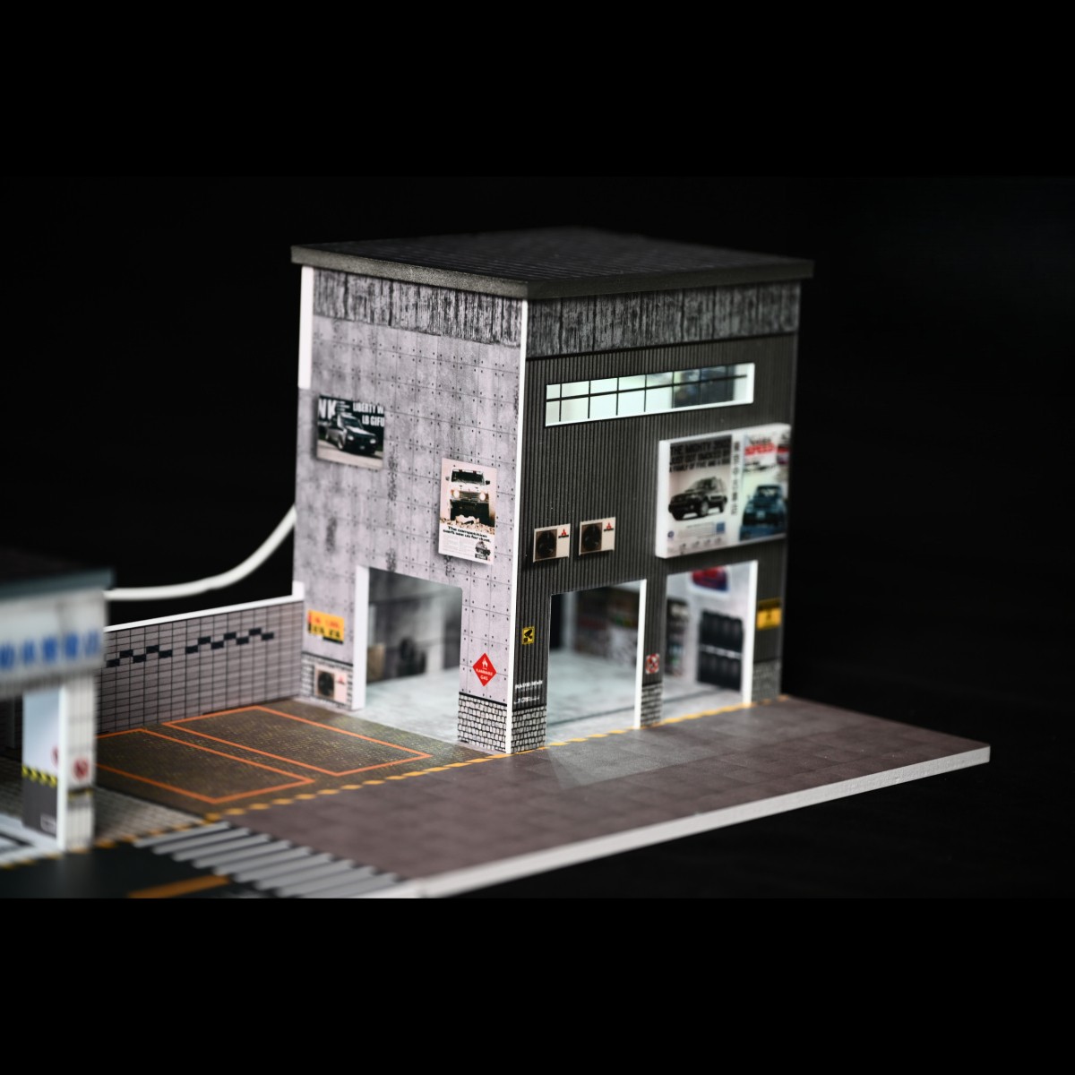 Diorama 1/64 Car Garage Model LED Lighting Car Repair Workshop Scene Model Gift