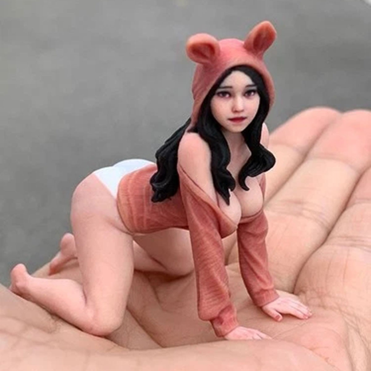 US Miniature Figure Scene Prop 1/18 Bear Sister Cute Beauty Sculpt Resin Diorama