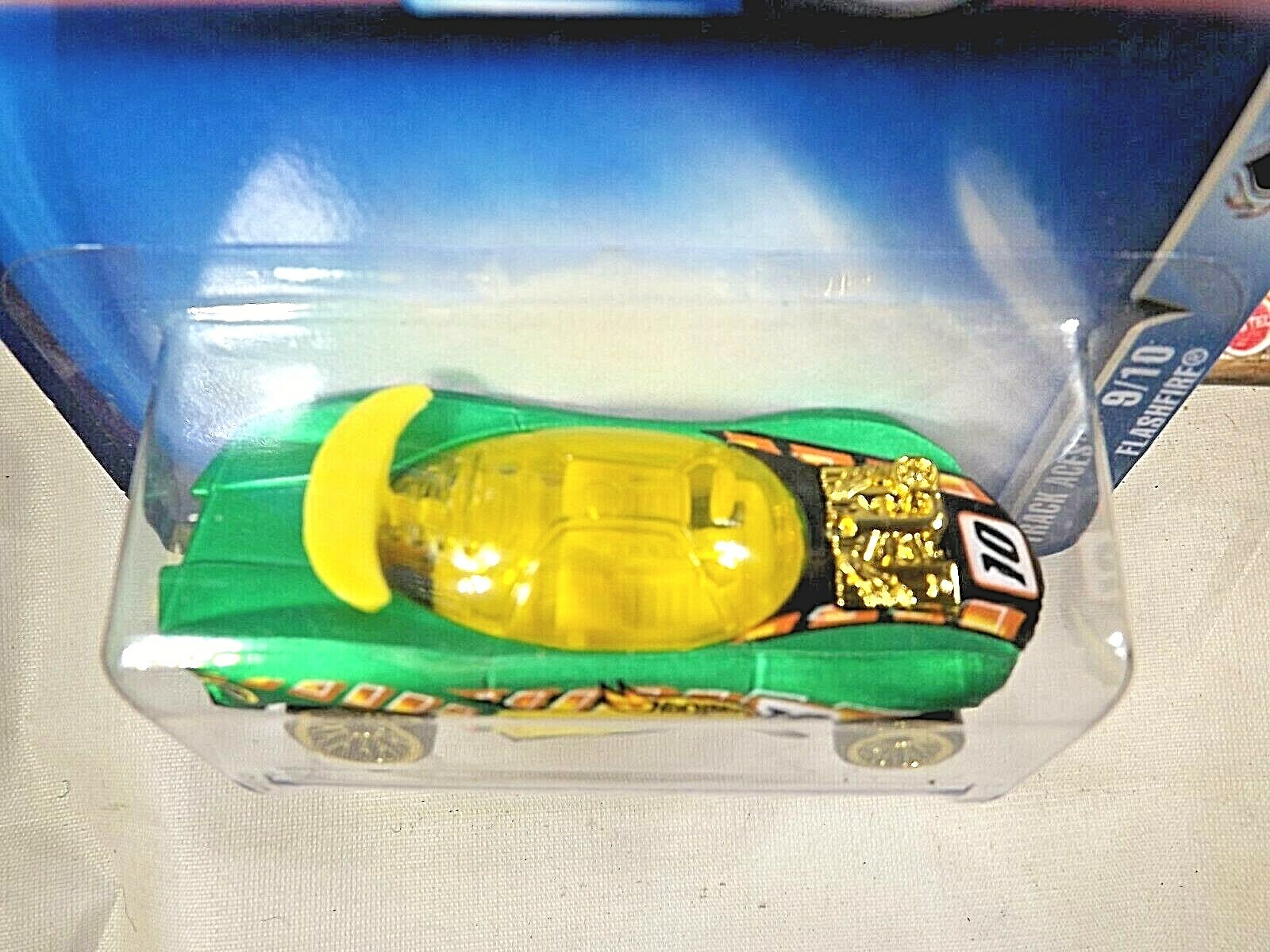 2003 Hot Wheels #185 Track Aces 9/10 FLASHFIRE Green w/Gold Lace Spoke Wheels