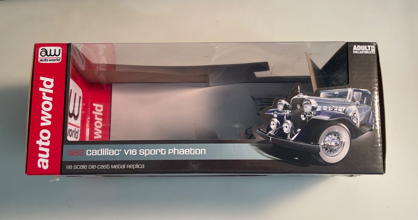 Auto World 1932 Cadillac V16 Sport Phaeton – 1:18 Scale Die Cast – Original Box
