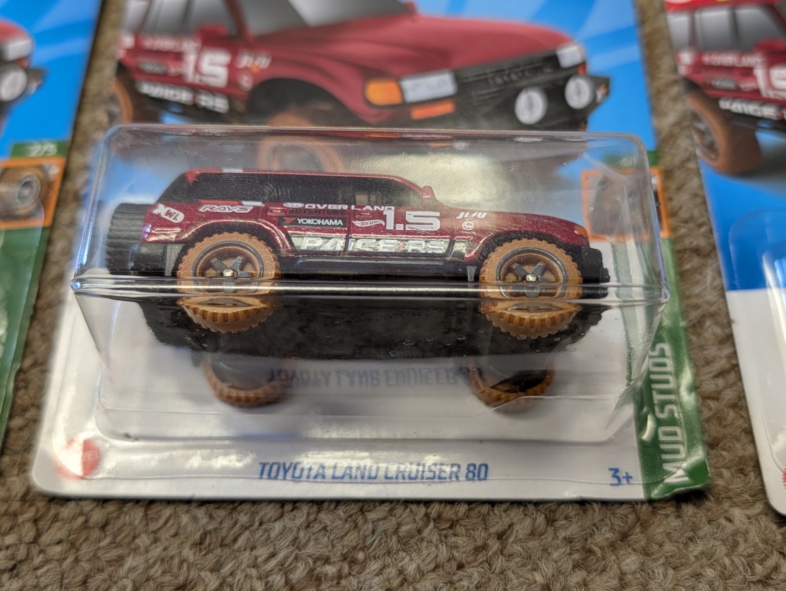 Hot Wheels Toyota Land Cruiser J80 Kroger Exclusive Mud Studs Red Set Lot of 3
