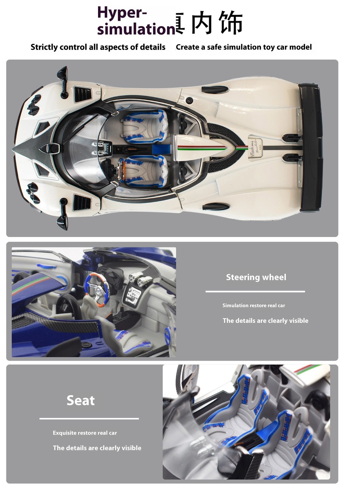 1:24 Pagani Zonda Car Model Alloy Convertible Sports Car Ornaments Car Model