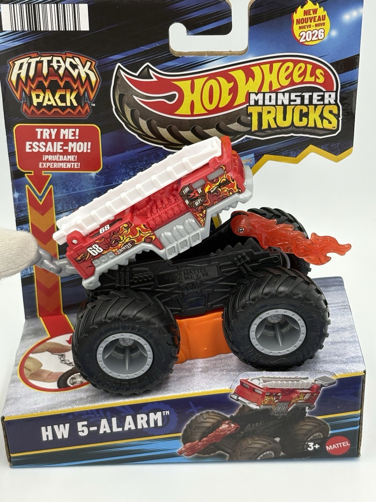 2026 Hot Wheels Monster Trucks Attack Pack HW 5-Alarm Red Fire Truck