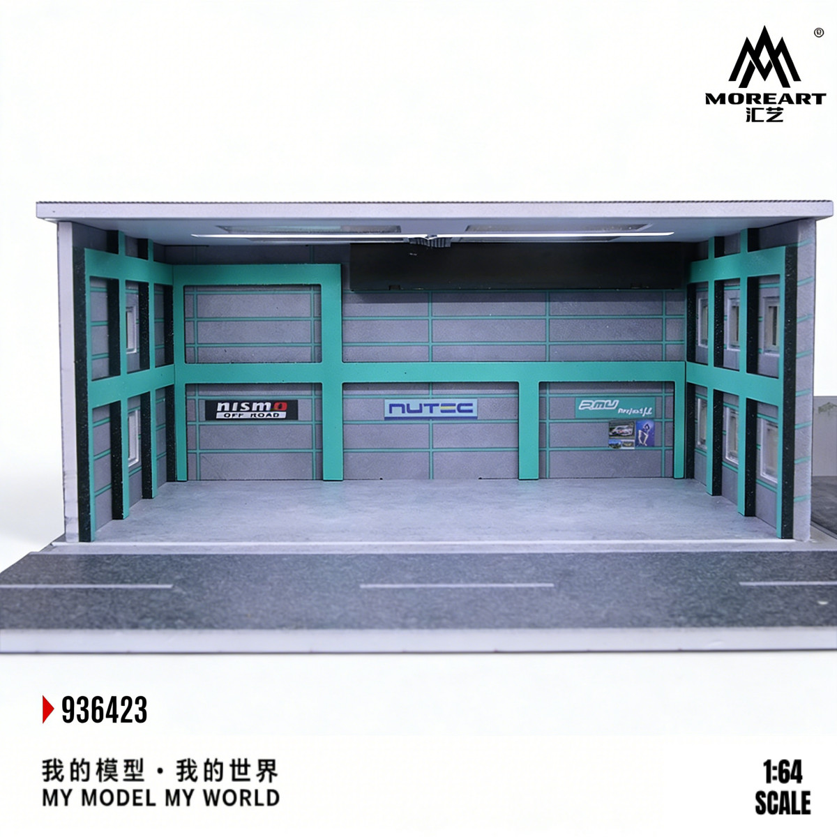 1/64 Diorama Diecast Car Garage Model LED Street Parking Lot Scene Buildings US