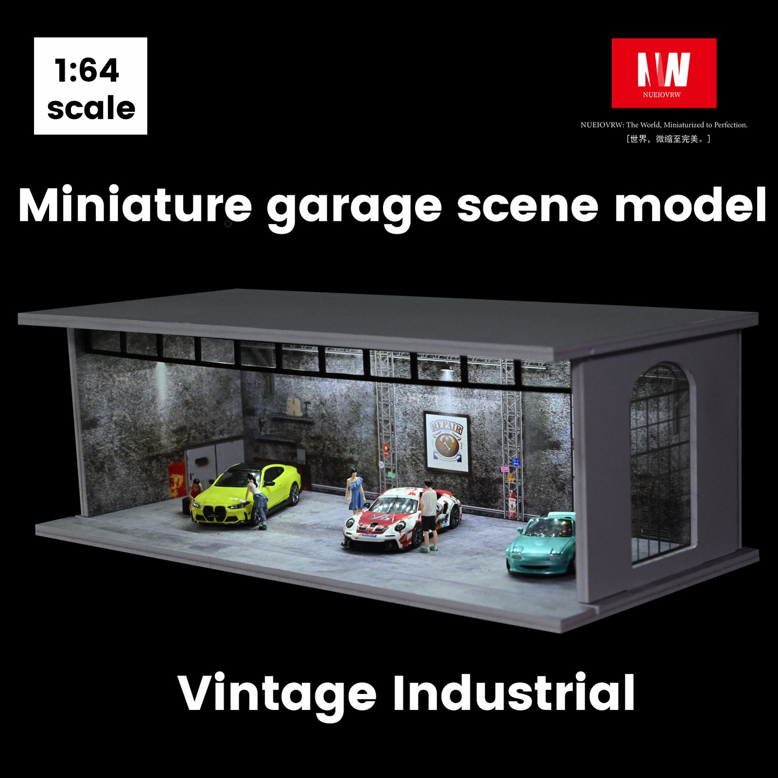 Diorama 1/64 Diecast Garage Showroom Model LED Parking Lot Model Display Case US