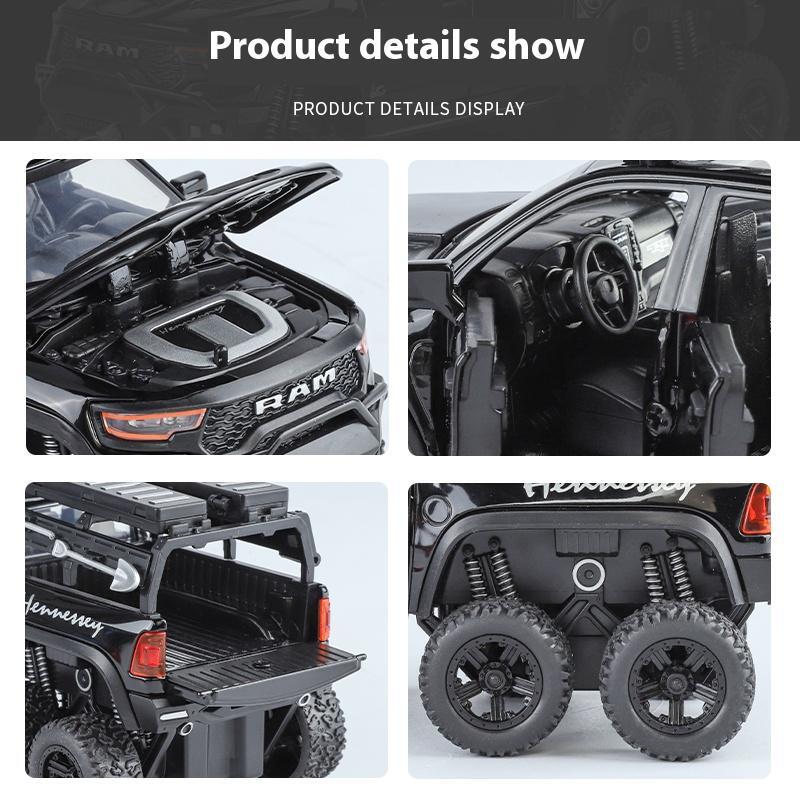 1:32 Dodge Ram 1500 Trx 6*6 Warlord Alloy Diecast Model Car with Sound & Light