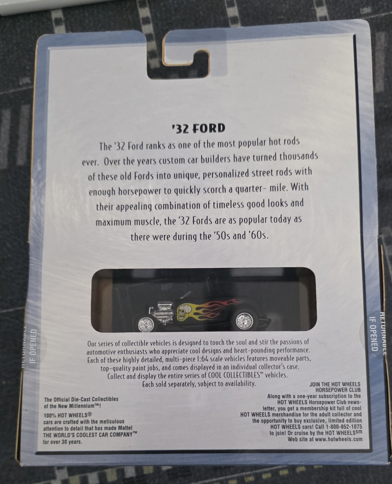 100% Hot Wheels Black Box ’32 Ford 1/64 Limited Edition Black with Flames