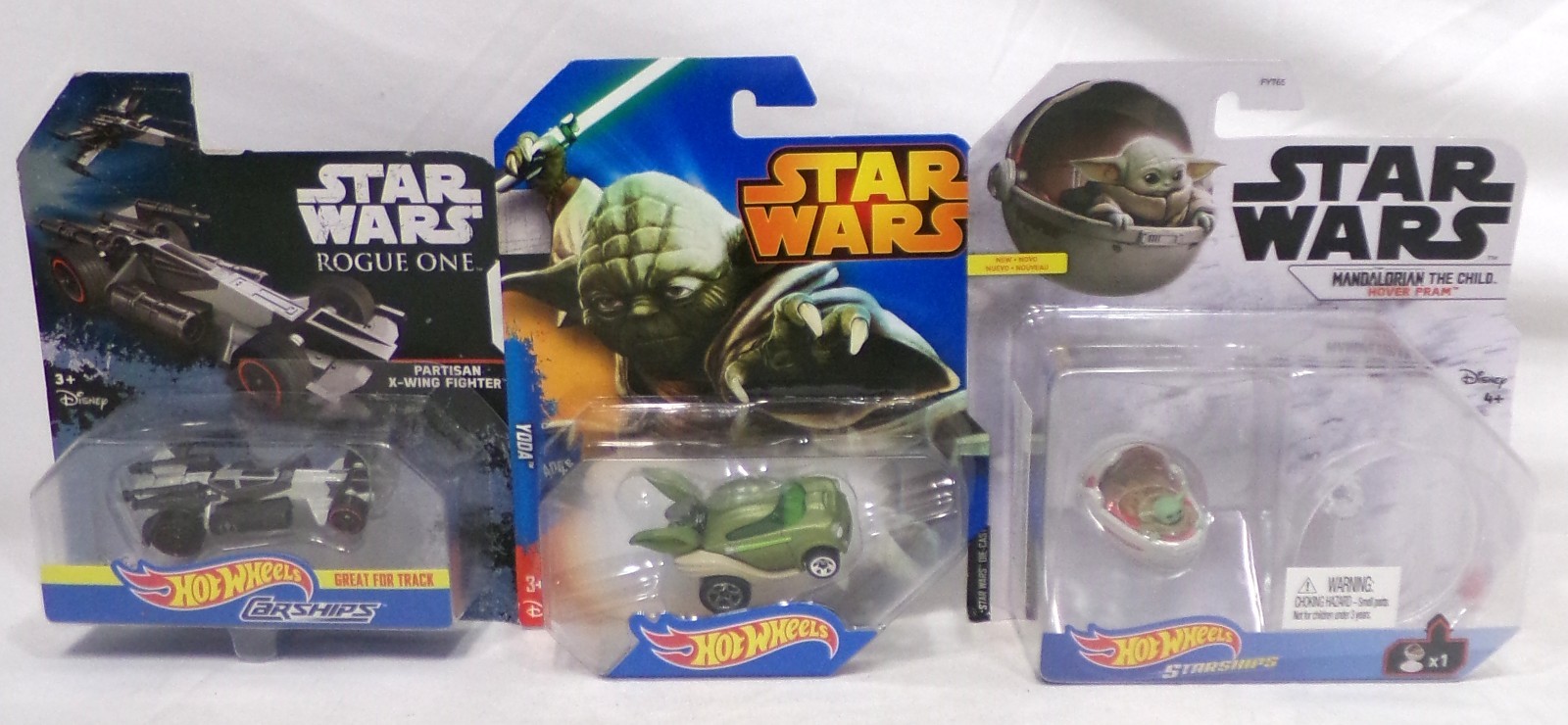 Hot Wheels Star Wars Lot Hover Pram Partisan X-Wing Fighter Yoda Car New on Card
