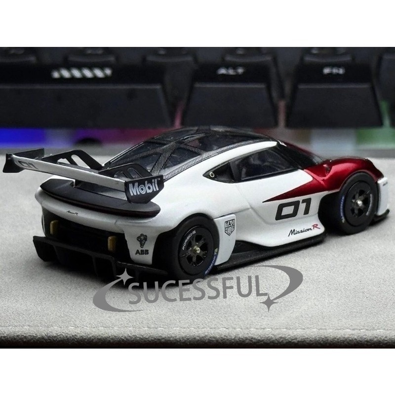 Red #1 Porsche Mission R Karium 1/64 Diecast Metal Collector Display