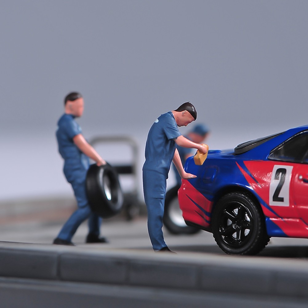 USA Miniature Figure Scene Props 1/64 6pcs Car Repairman Engineer Diorama Model