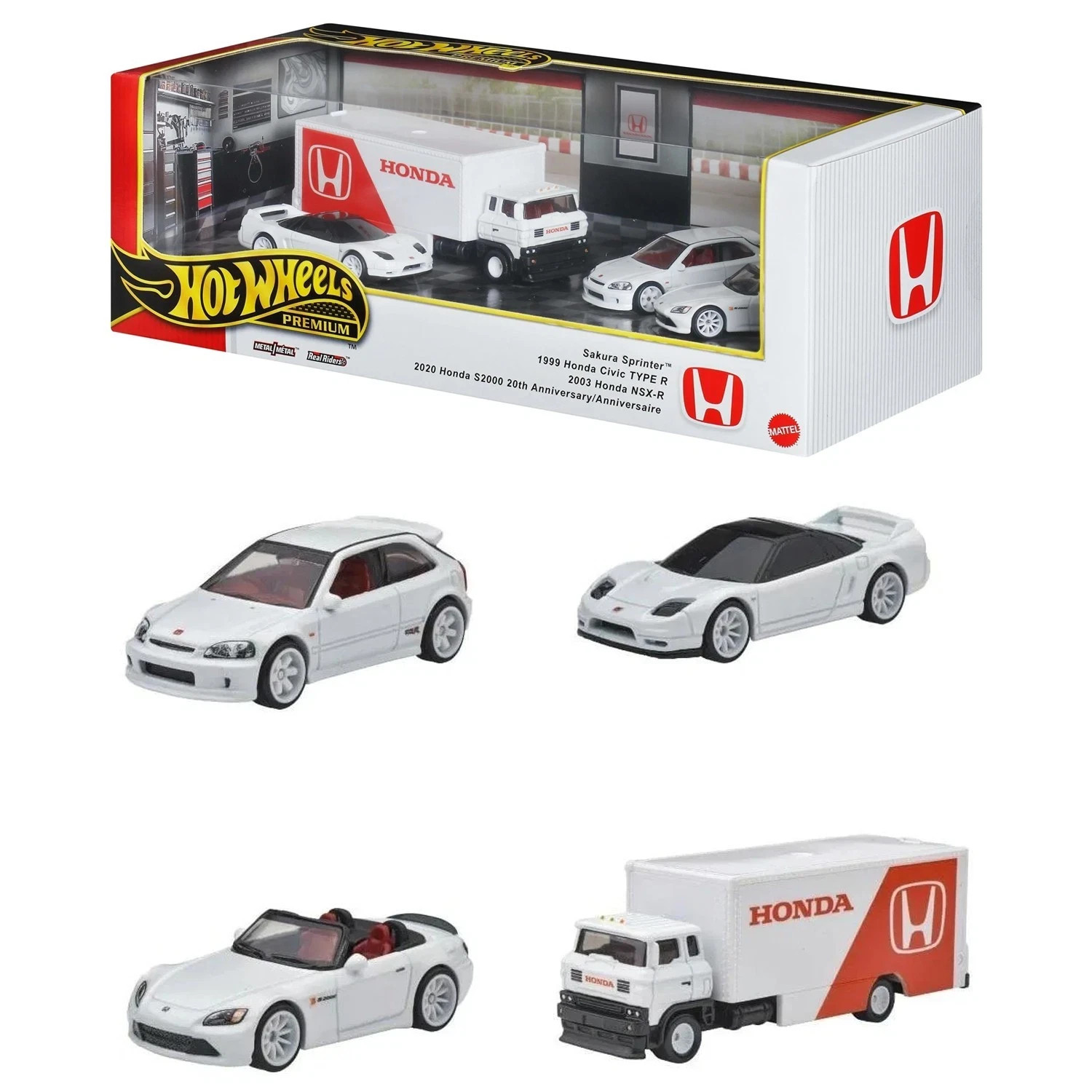 HOT WHEELS PREMIUM 1:64 SET OF 4 HONDA &SAKURA SPRINTER #JBM08-4B10 NEW