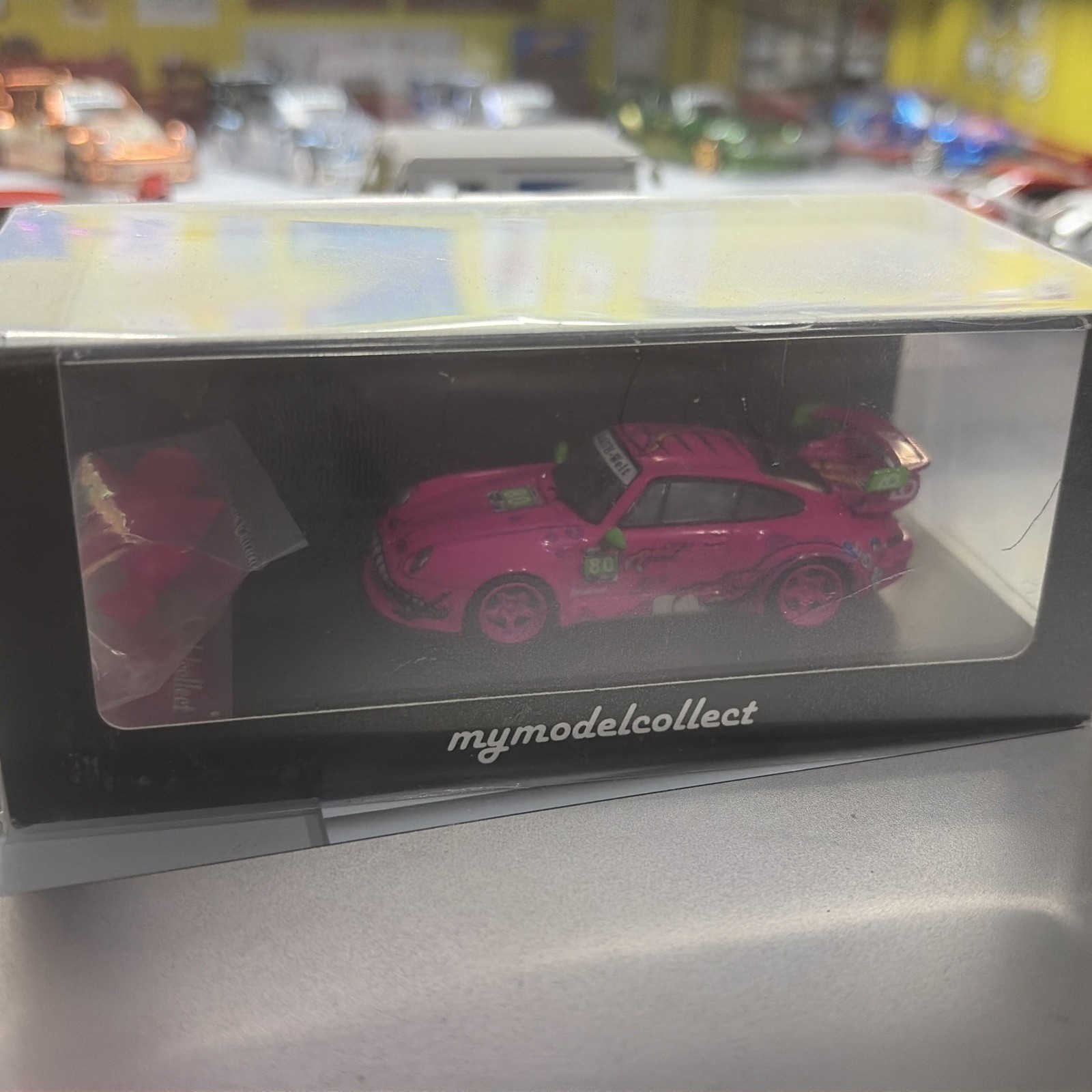 Mymodelcollect 1:64 Porsche RWB 993 RARE Pink Roxy With Barney Mini Figure