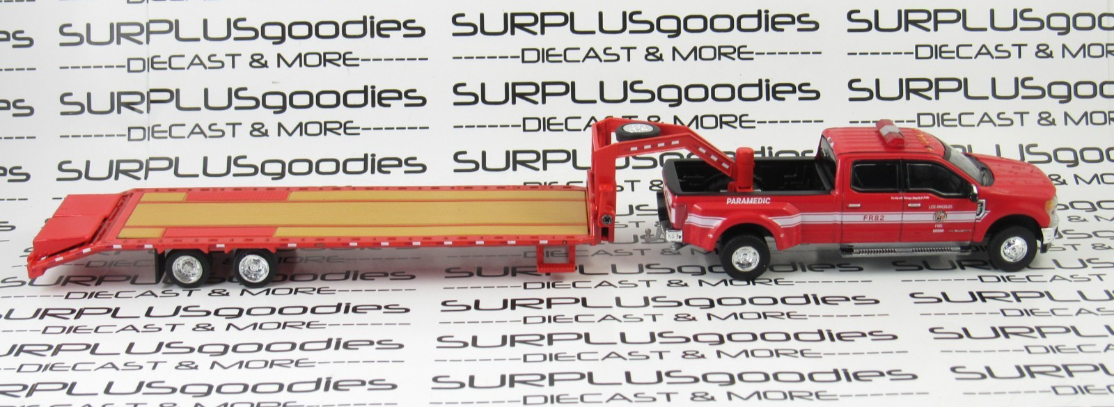 Greenlight 1:64 LAFD Fire Red 2018 FORD F-350 F350 Dually w/Gooseneck Trailer