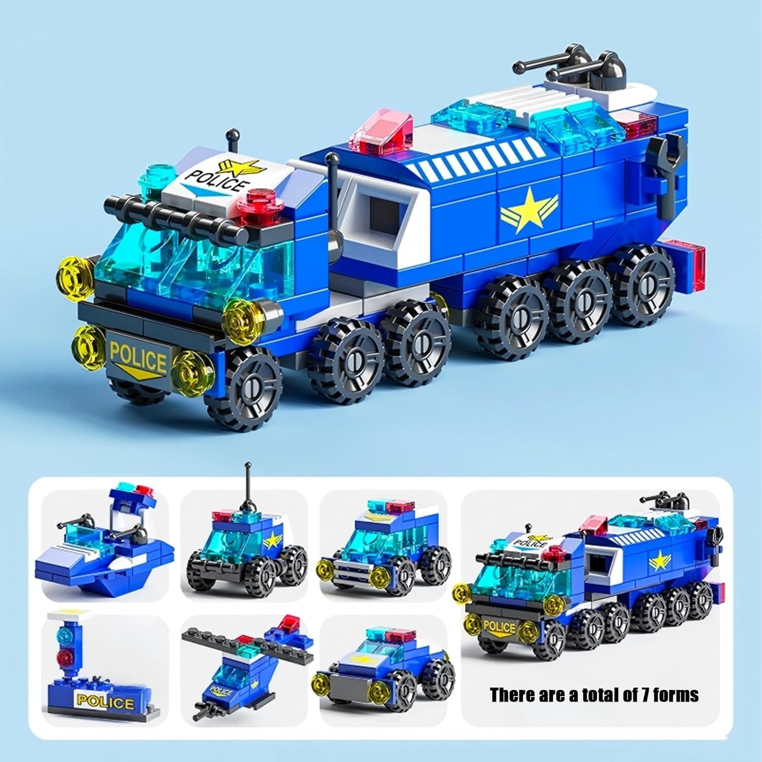 Interactive Police Car Building Set with Moving Wheels – Perfect Gift for Kids