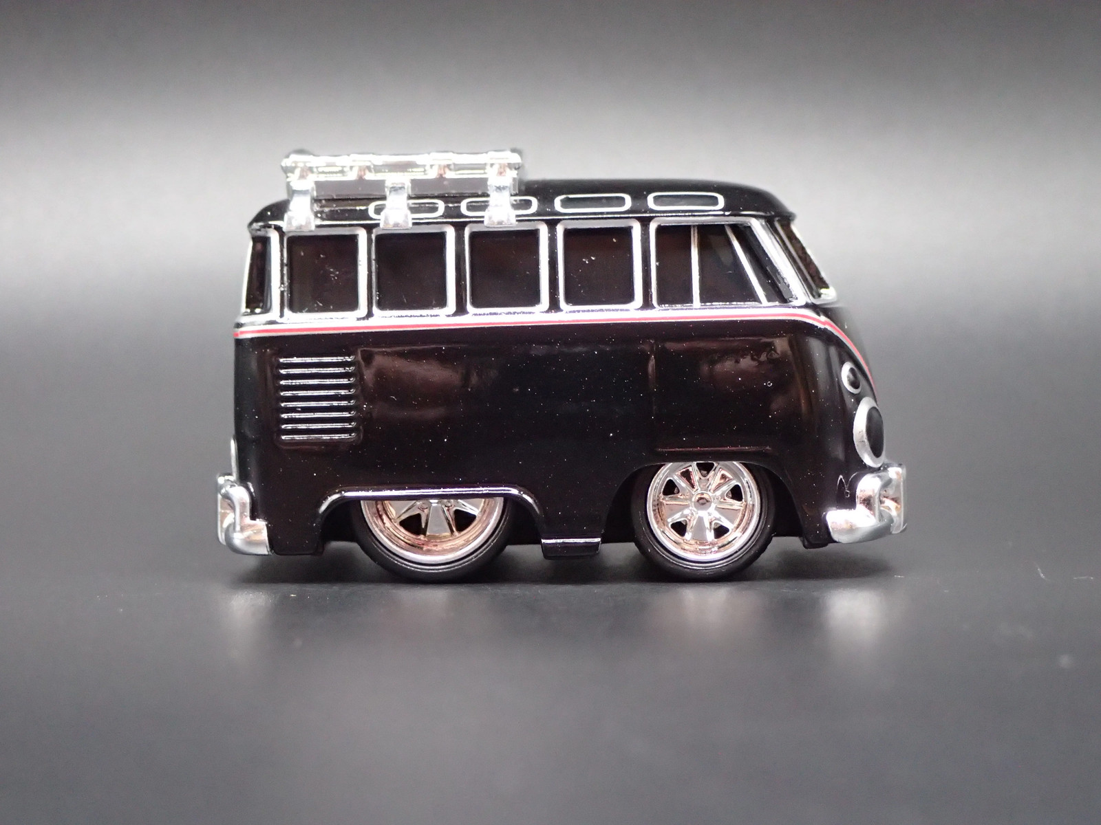VW TYPE 2 T1 BUS CAR TUNED BLACK 1:64 SCALE DIORAMA DIECAST MODEL CAR