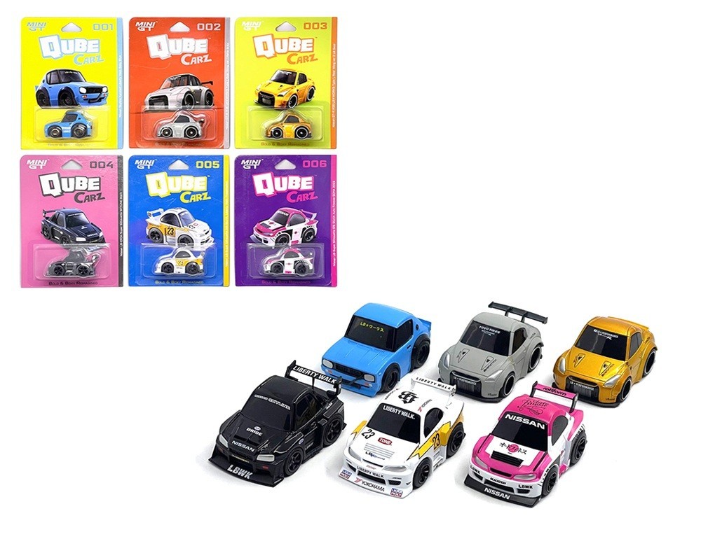Mini GT 1:64 QubeCarz Series 1 Liberty Walk Assortment of 6 Cars Set, QZO0101