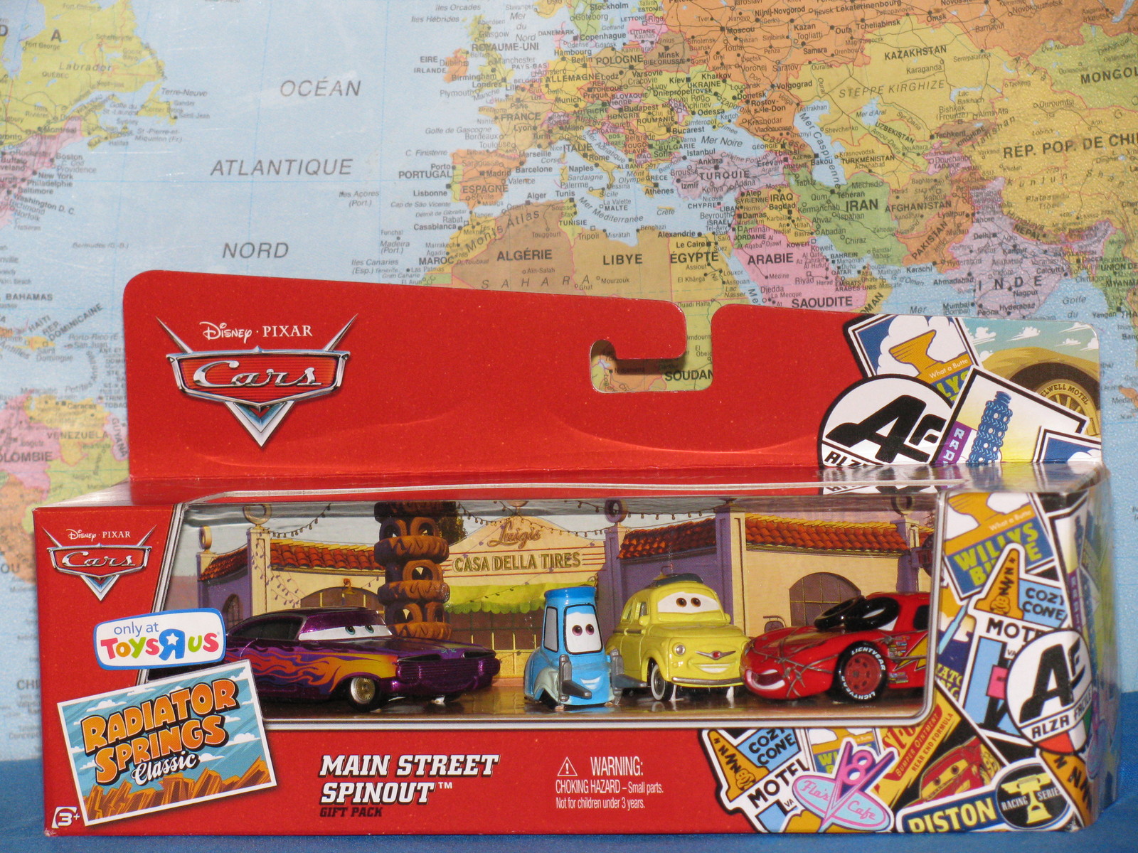 DISNEY PIXAR CARS MAIN STREET SPINOUT LUIGI GUIDO RAMONE SPINOT McQUEEN 4 PACK