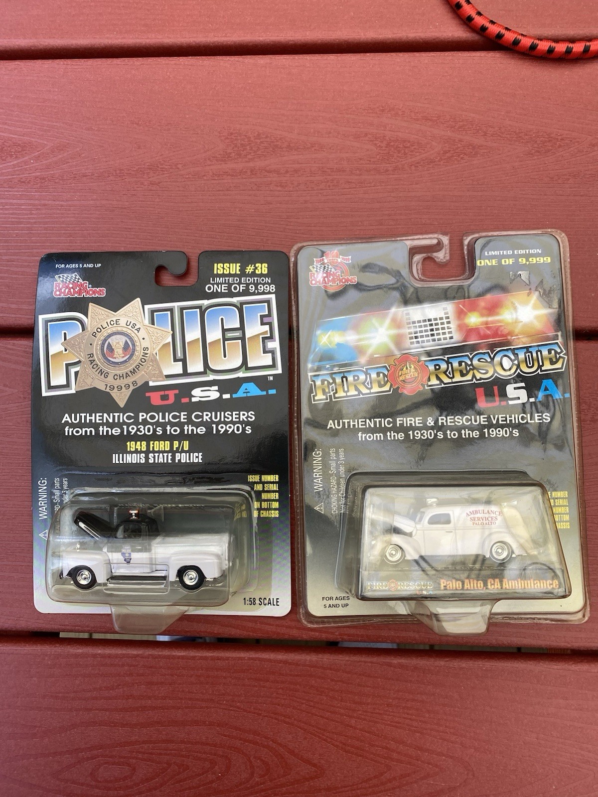 Frog Follies Racing Champions Police &Fire Rescue Die Cast Collectibles Lot of 2