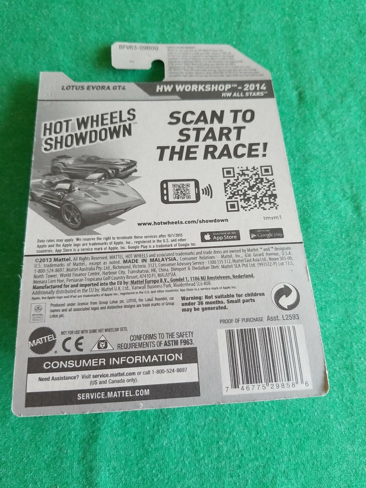 2014 Hot Wheels LOTUS EVORA GT4 Orange 193/250 GREAT CARD All Stars KMART COLOR
