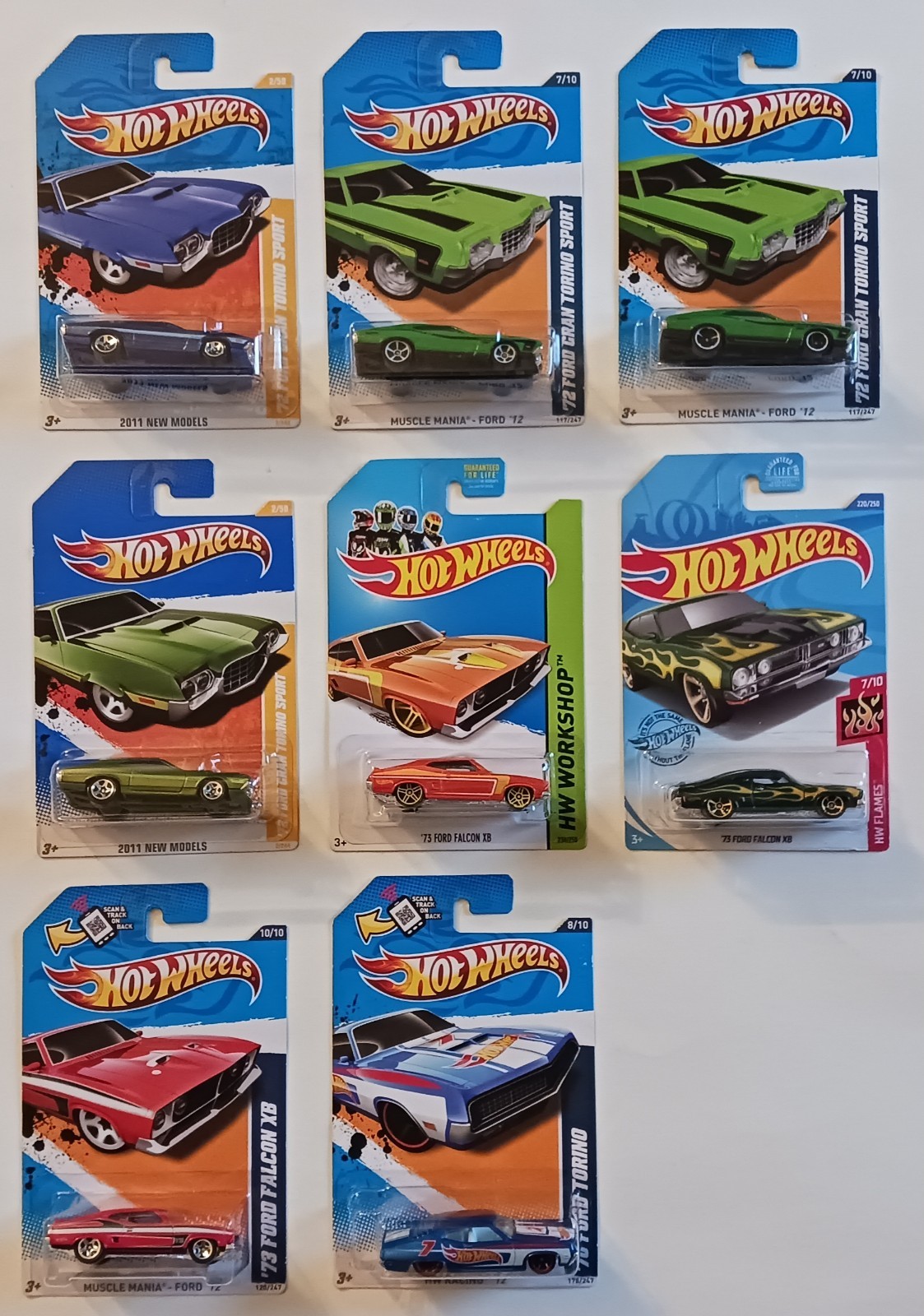 Lot of 8 2011-18 Hot Wheels Various Ford Models Gran Torino Sport – Falcon XB