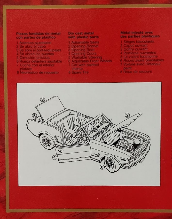 MIRA Golden Line 1:18 Die Cast 1964 ½ Ford Mustang Red Coupe White Convertible 2
