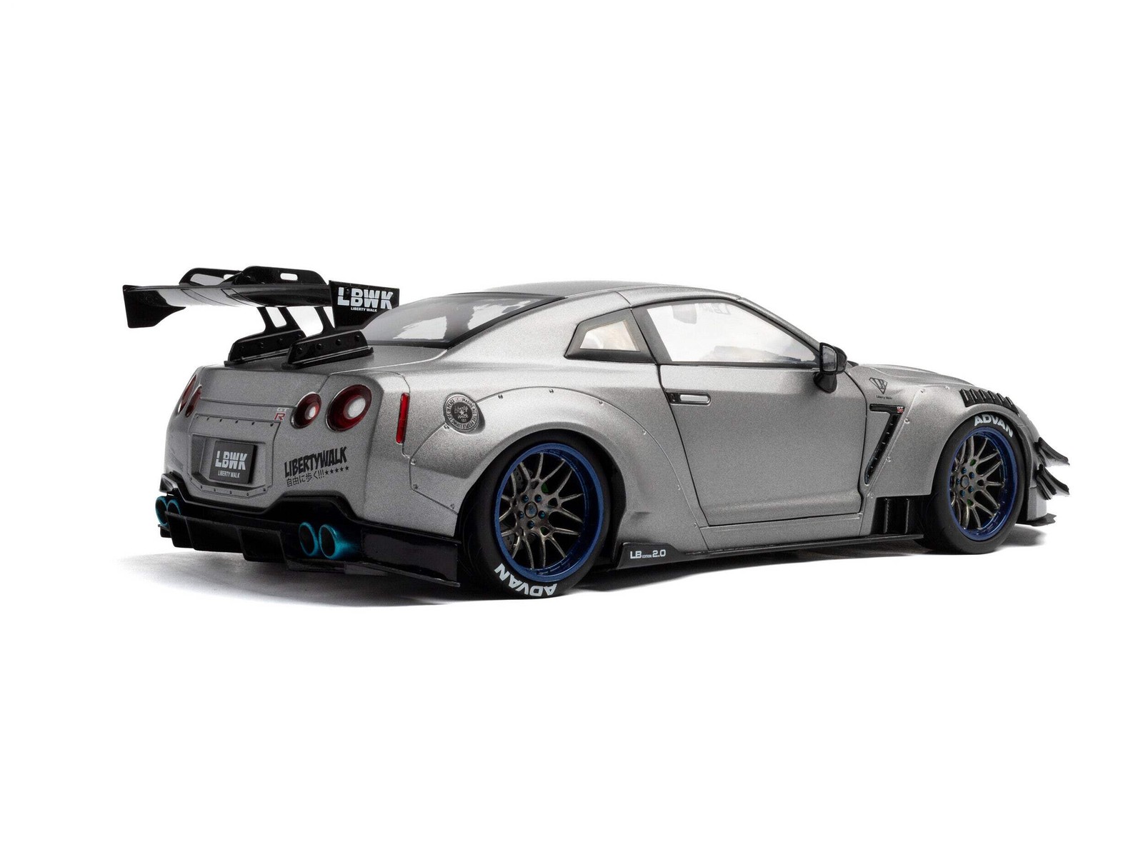 Solido 2024 Nissan GT-R (R35) W/ Liberty Walk Body Kit 2.0 Silver 1:18 S1805815