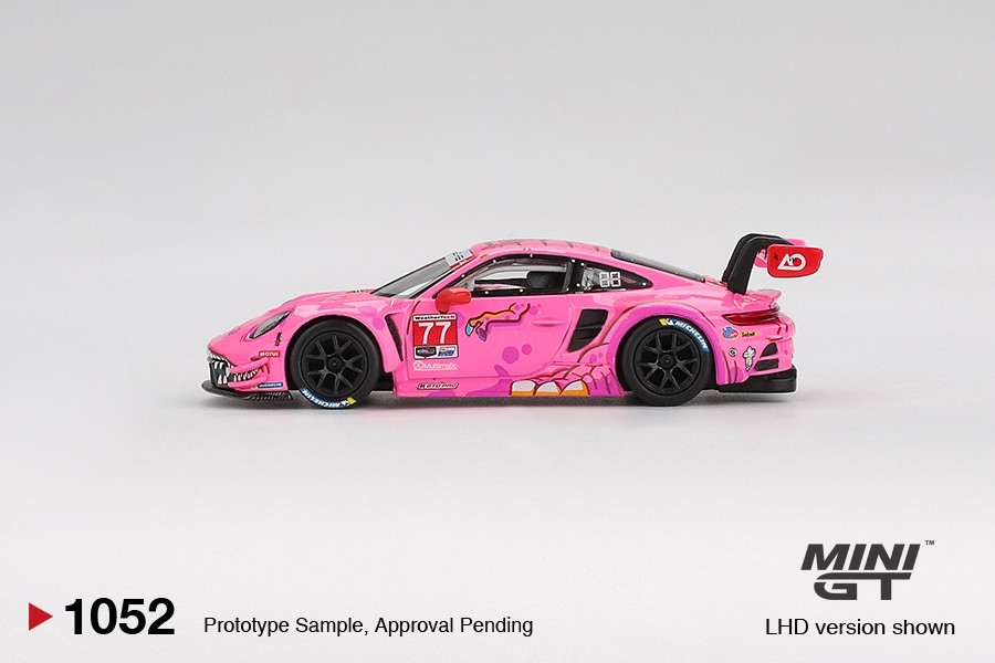 MINI GT 1052 Porsche 911 GT3 R #77 2024 IMSA Road America AO Racing New 1/64