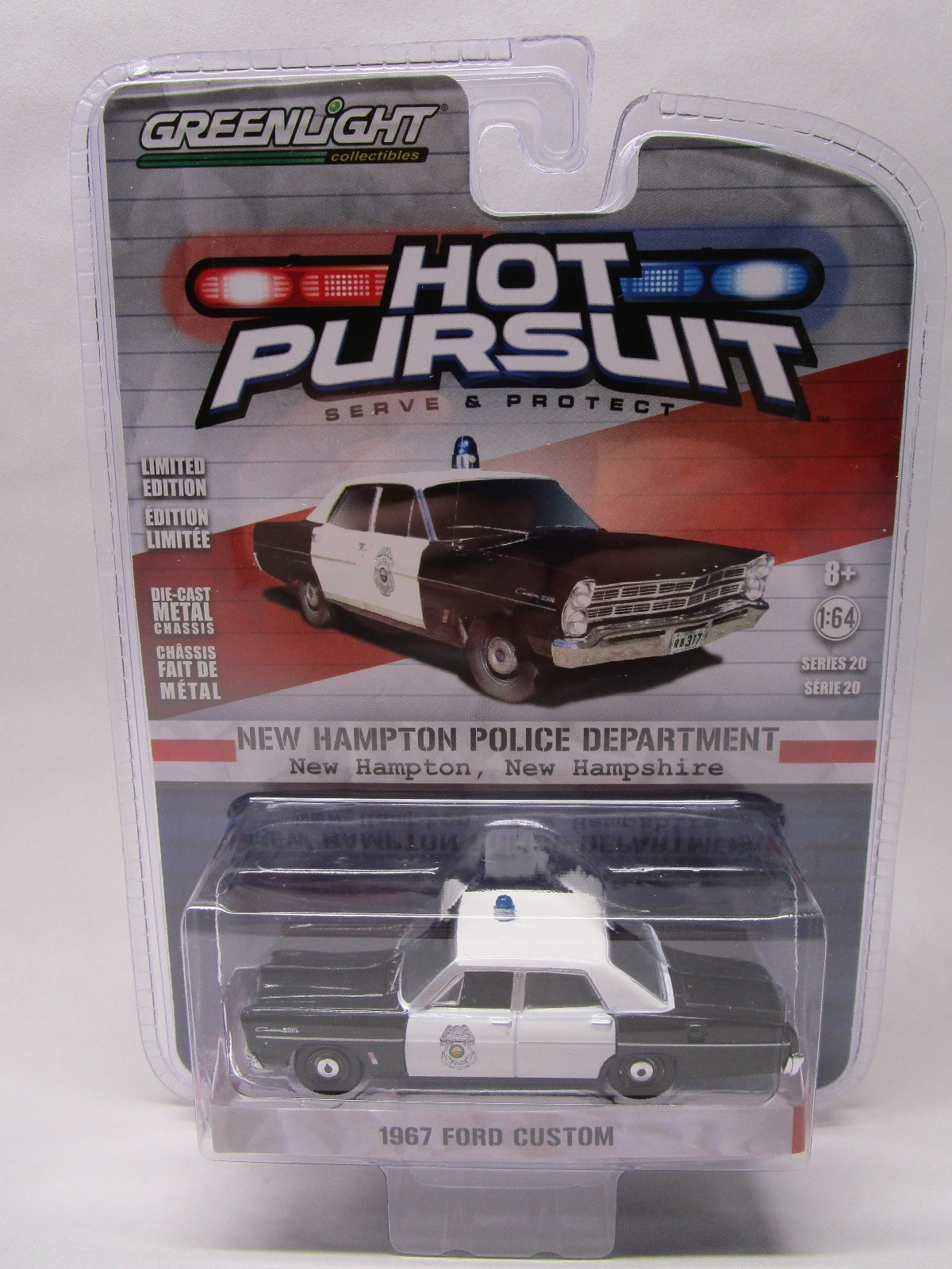 Greenlight Hot Pursuit Series 20 1:64 1967 Ford Custom New Hampton Police NH
