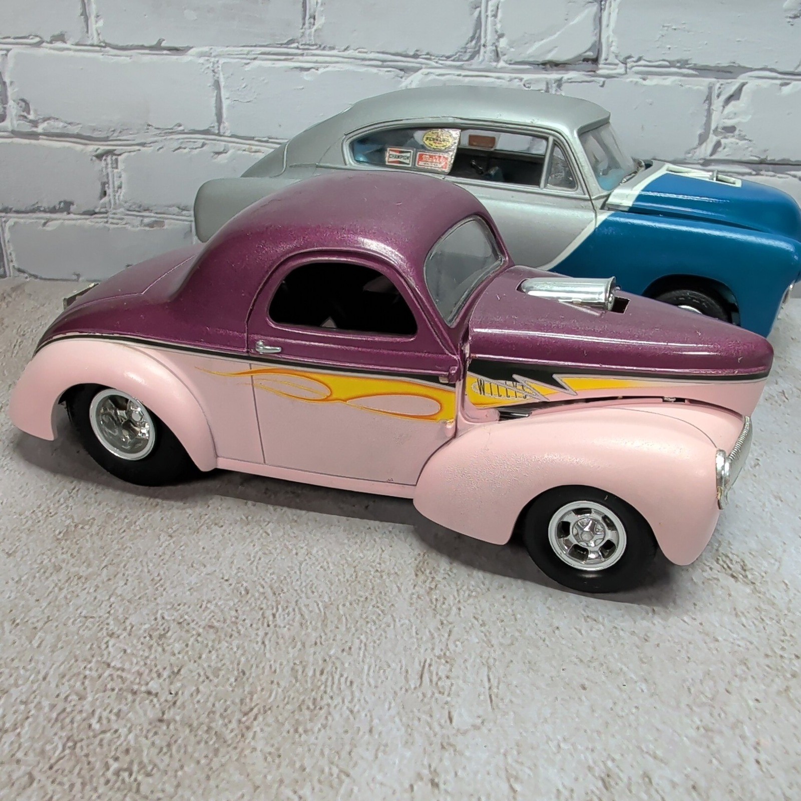 Built Custom Hot Rod Model Car Lot Willys Coupe & Chevy Drag Style