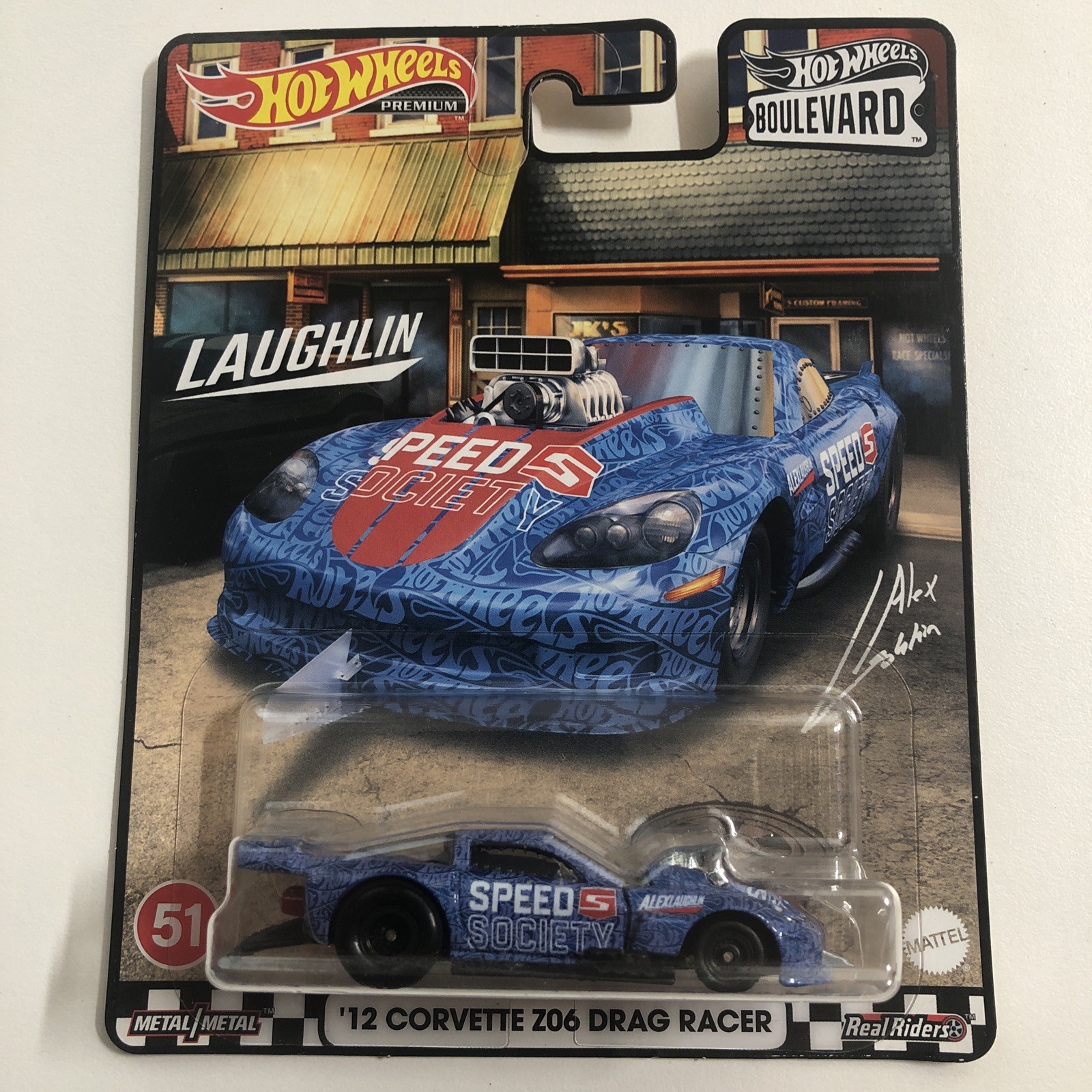 2022 HOT WHEELS 1:64 PREMIUM BOULEVARD #51 BLUE ’12 CORVETTE Z06 DRAG RACER